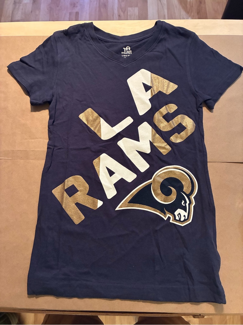 LA Rams NFL Girls Blue Tee Size Large 100% Cotton